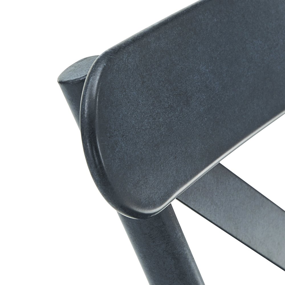 Set of 2, Antique Denim Finish Metal Dining Chair. Picture 3