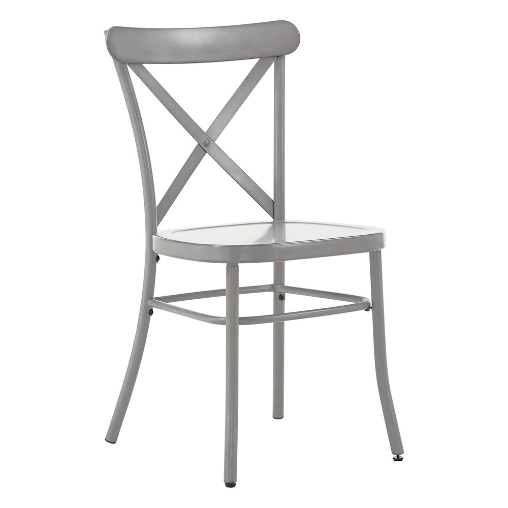 Set of 2, Antique Grey Finish Metal Dining Chair. Picture 5