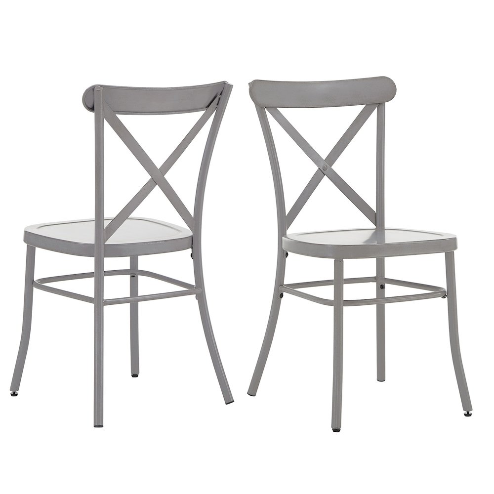 Set of 2, Antique Grey Finish Metal Dining Chair. Picture 7