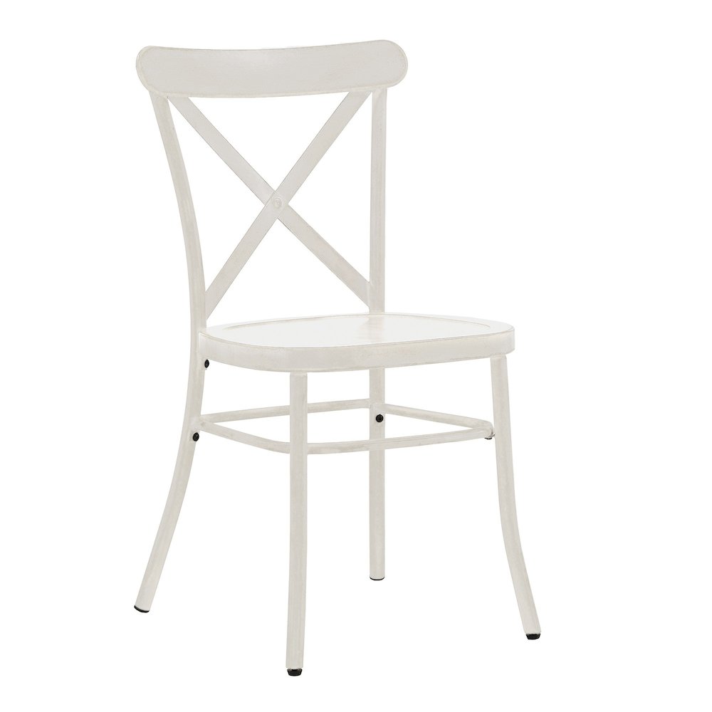Set of 2, Antique White Finish Metal Dining Chair. Picture 5