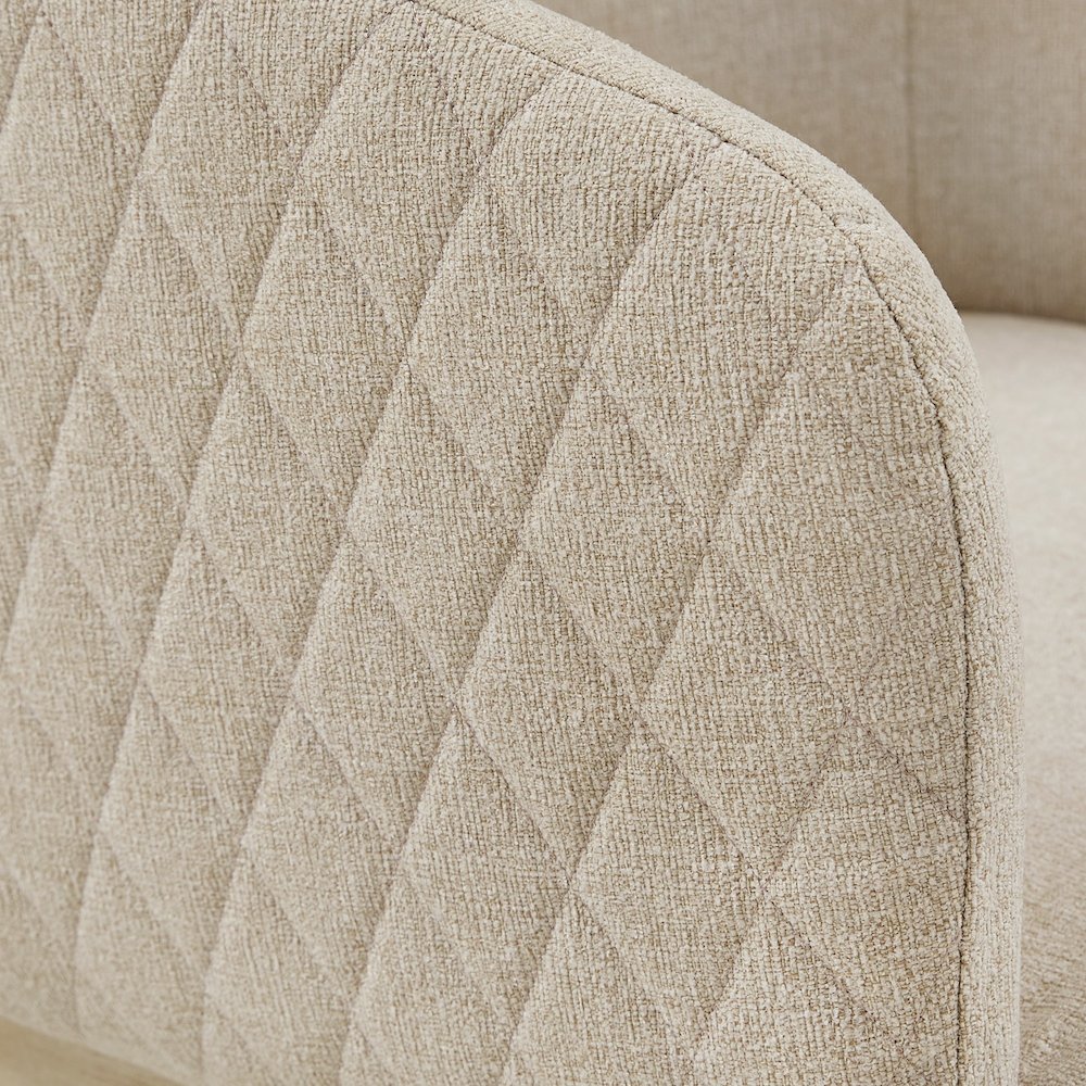 White Finish Beige Heathered Dining Chair. Picture 3