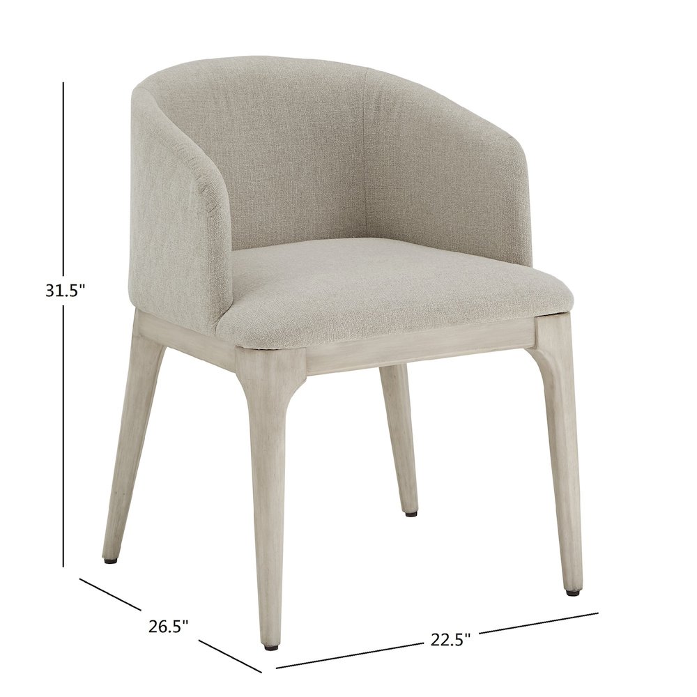 White Finish Beige Heathered Dining Chair. Picture 4