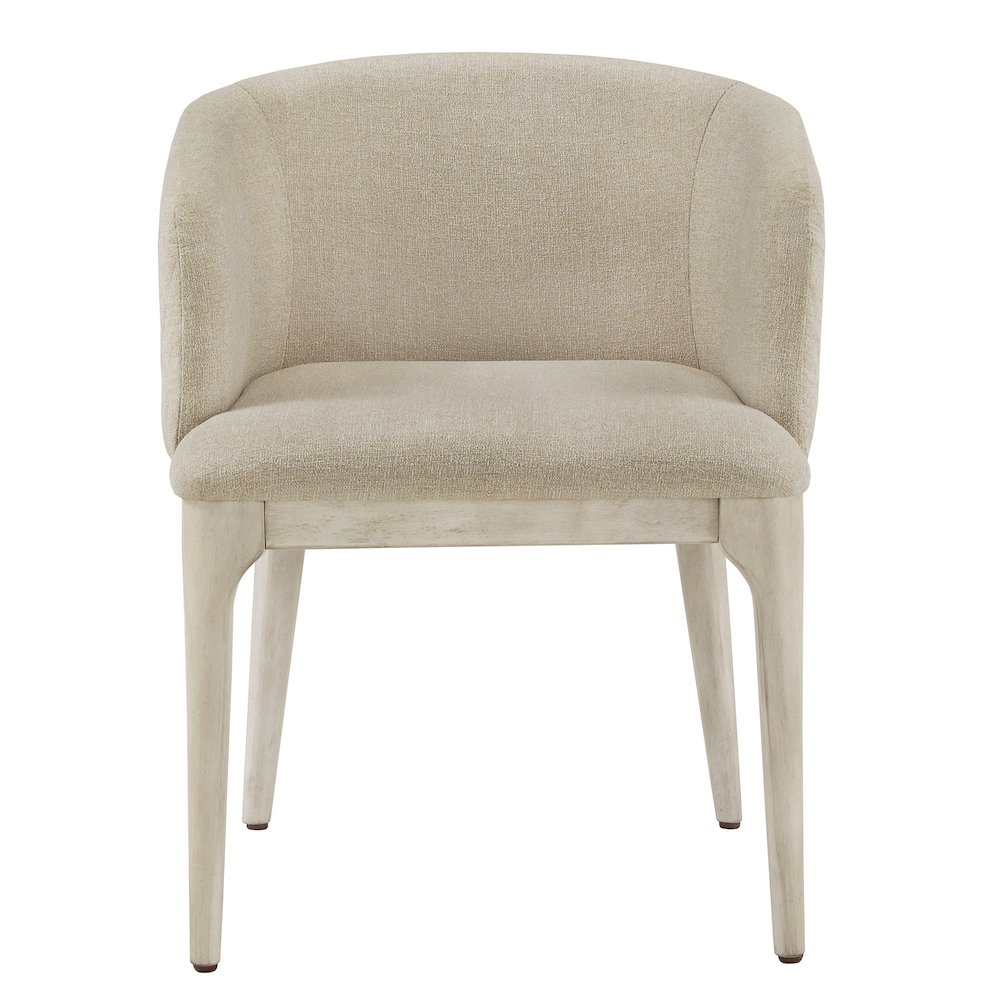 White Finish Beige Heathered Dining Chair. Picture 5