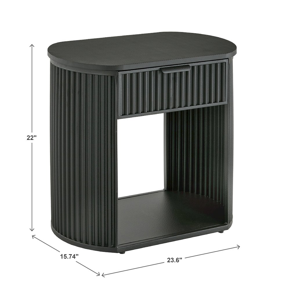 Black Finish 1-Drawer Side Table. Picture 4