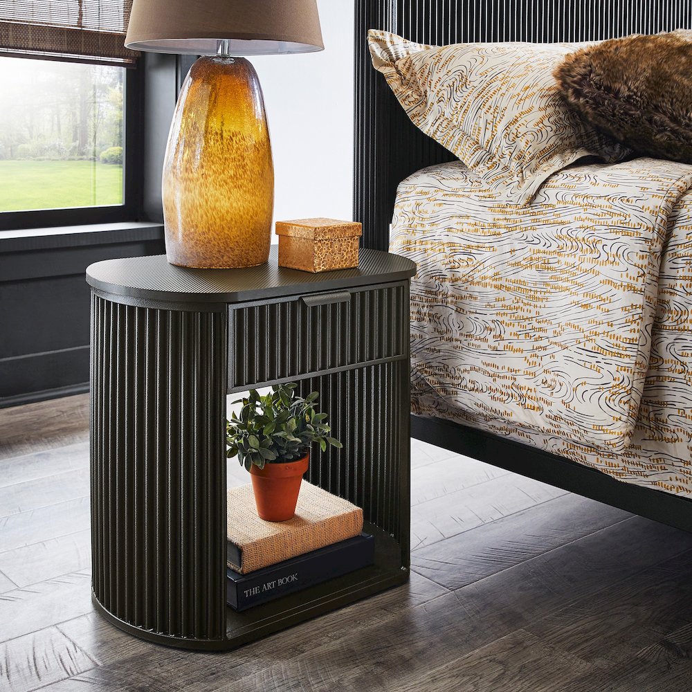 Black Finish 1-Drawer Side Table. Picture 2
