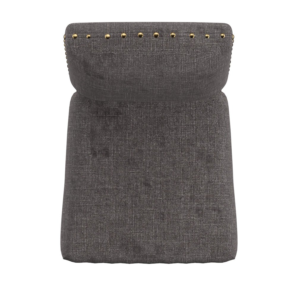 Set of 2, Light Distressed Natural Finish Dark Grey Linen Nailhead Chair. Picture 6