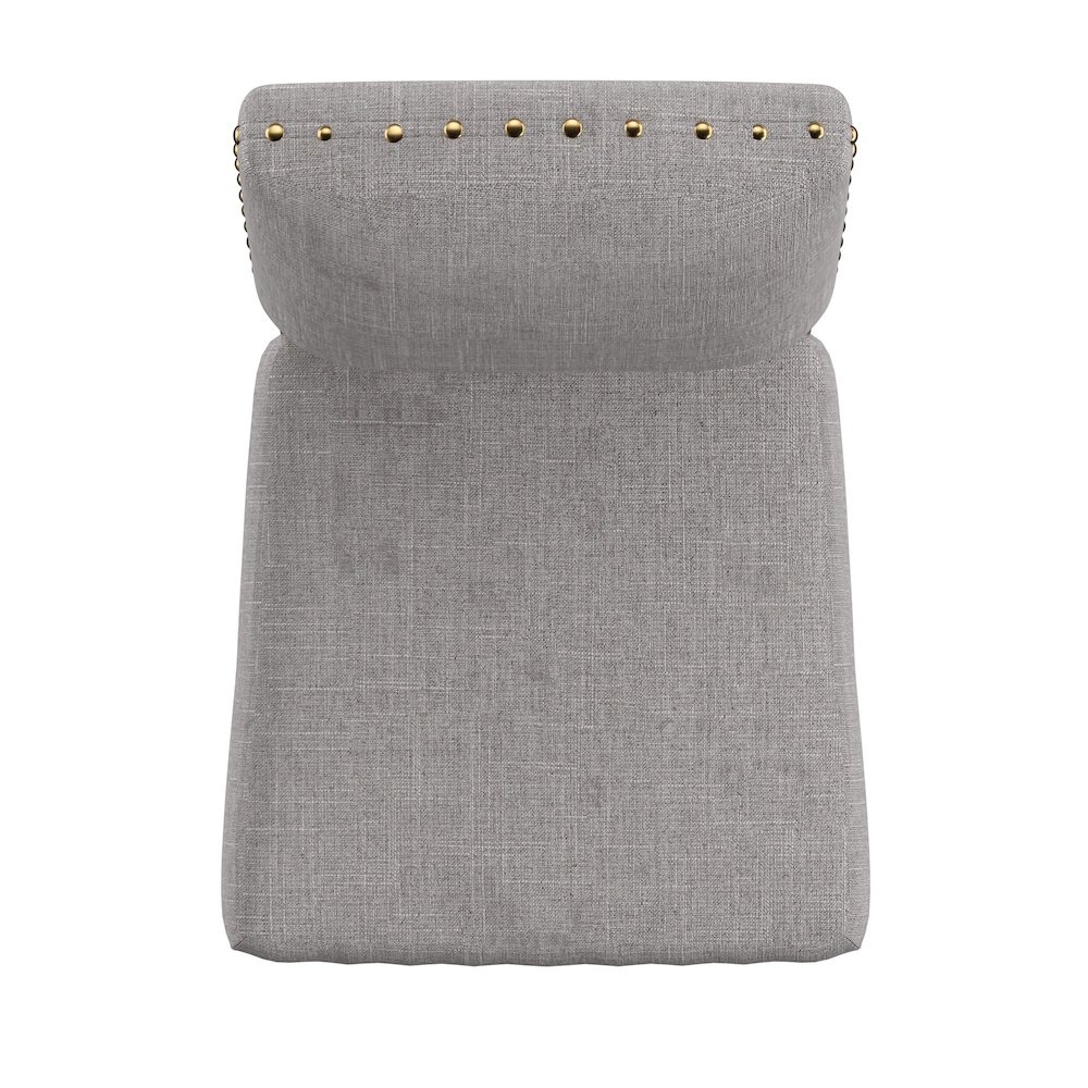Set of 2, Light Distressed Natural Finish Grey Linen Nailhead Chair. Picture 6