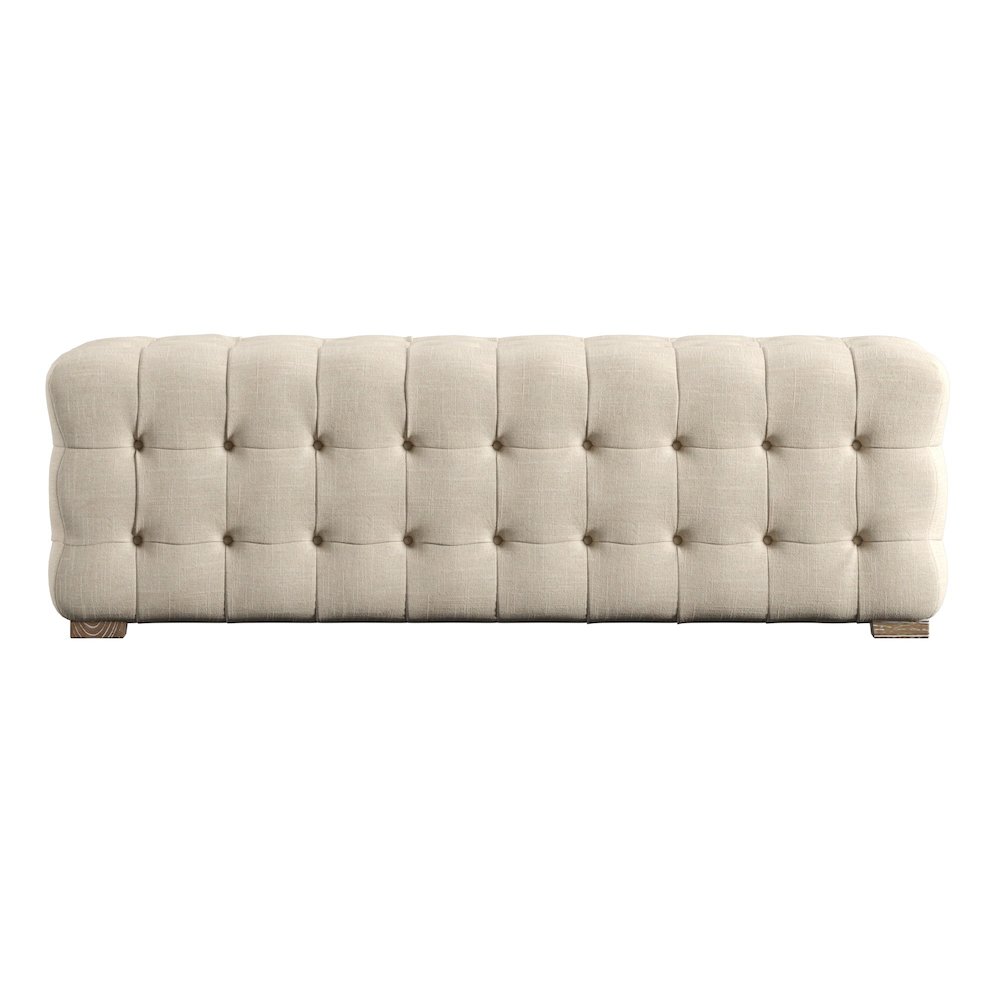 Beige Linen 58" L Tufted Bench. Picture 4