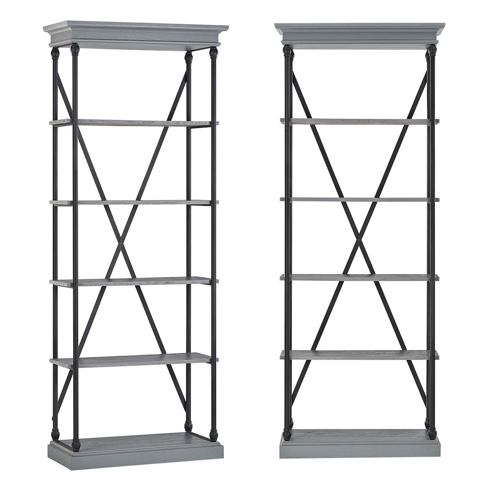 Grey Finish 33"W Bookcase. Picture 3