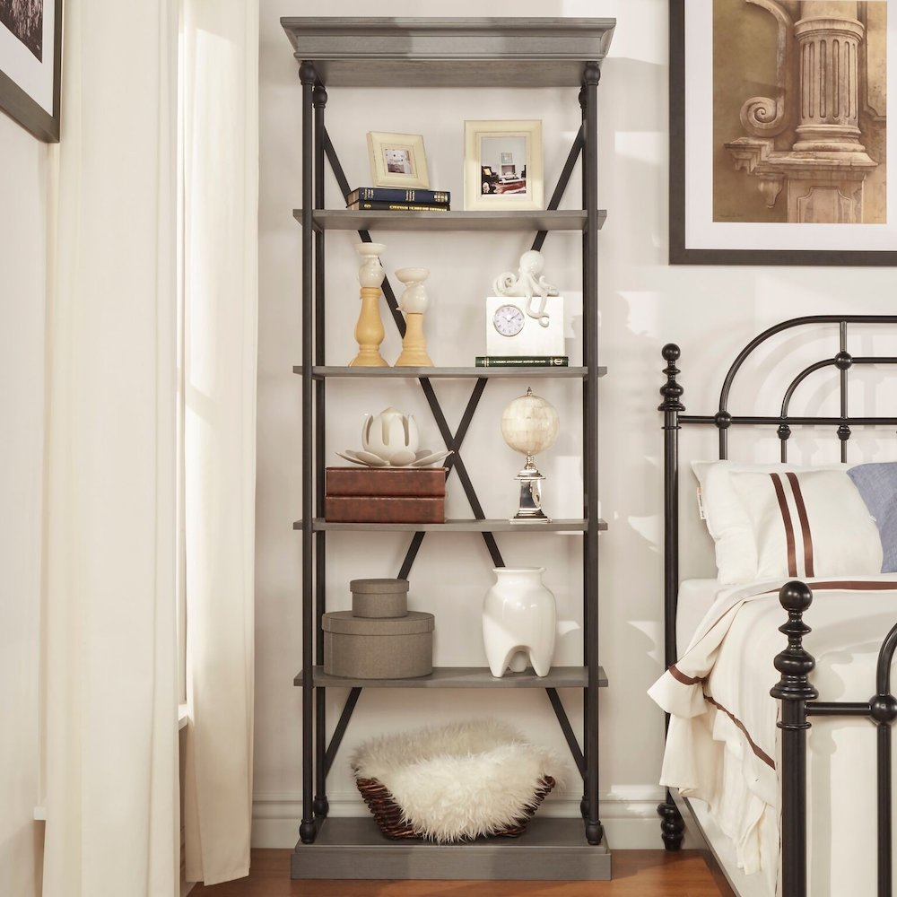 Grey Finish 33"W Bookcase. Picture 2