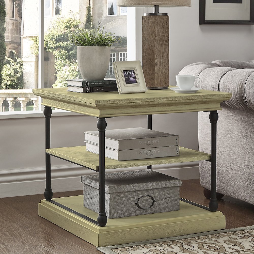 Ivory White Finish End Table. Picture 1