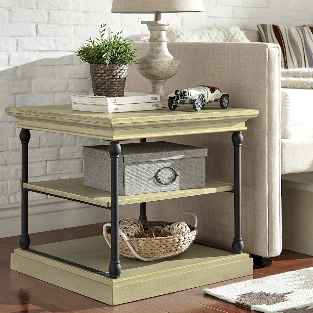 Ivory White Finish End Table. Picture 2