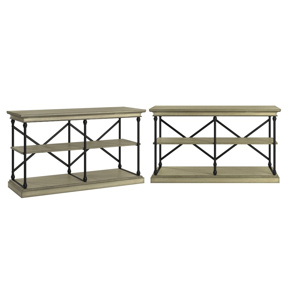 Ivory White Finish X-Back Sofa Table TV Stand. Picture 3
