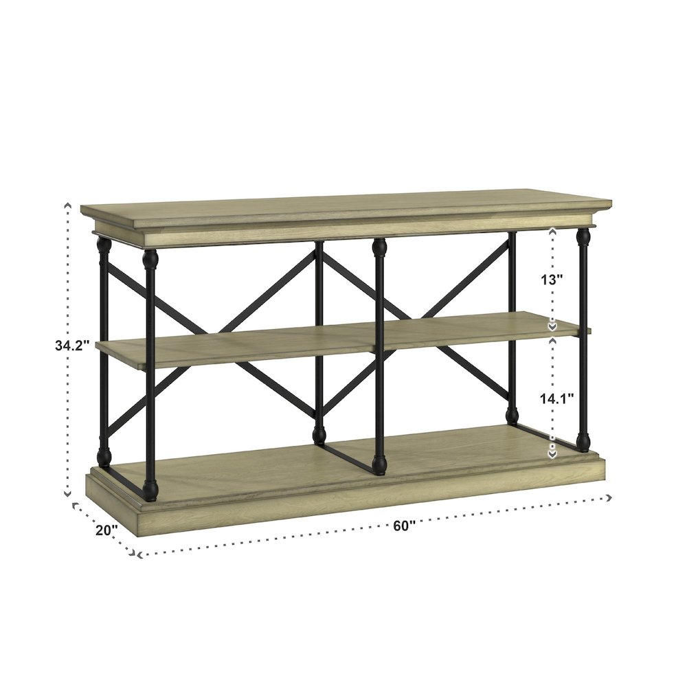 Ivory White Finish X-Back Sofa Table TV Stand. Picture 4