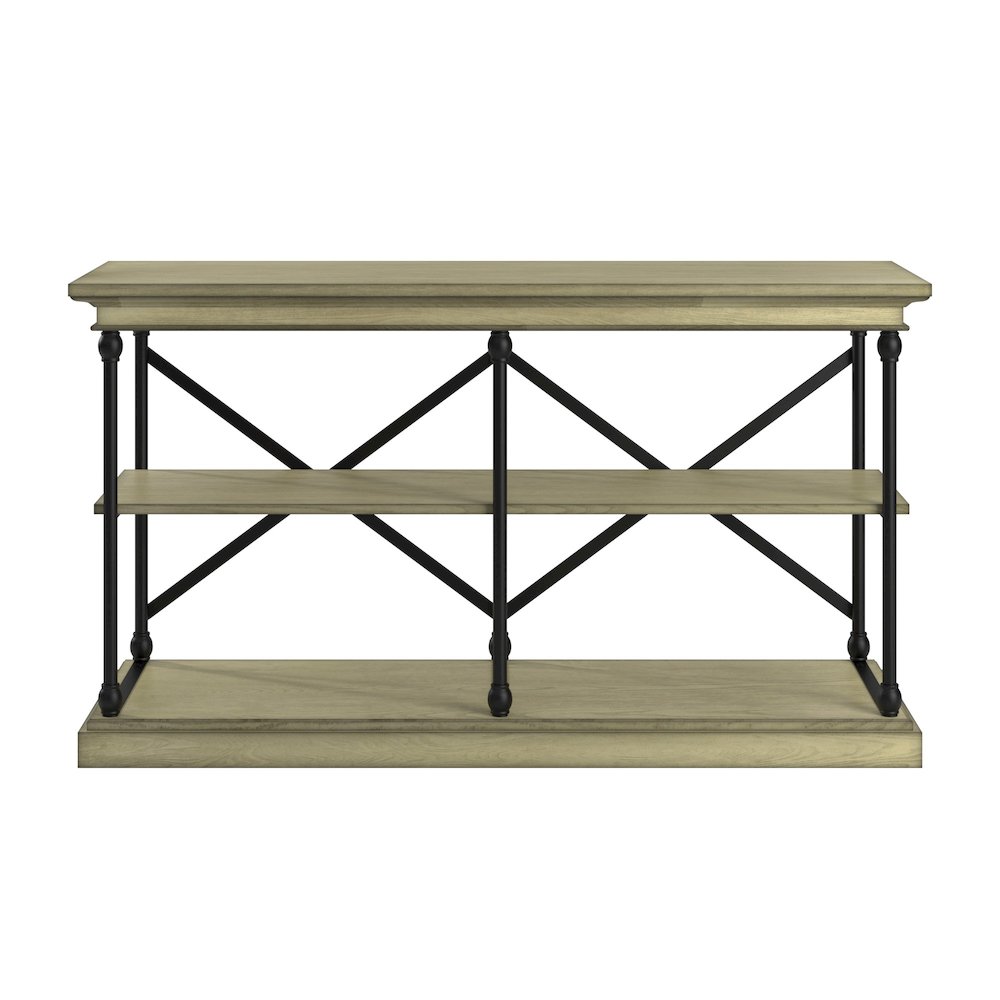 Ivory White Finish X-Back Sofa Table TV Stand. Picture 5