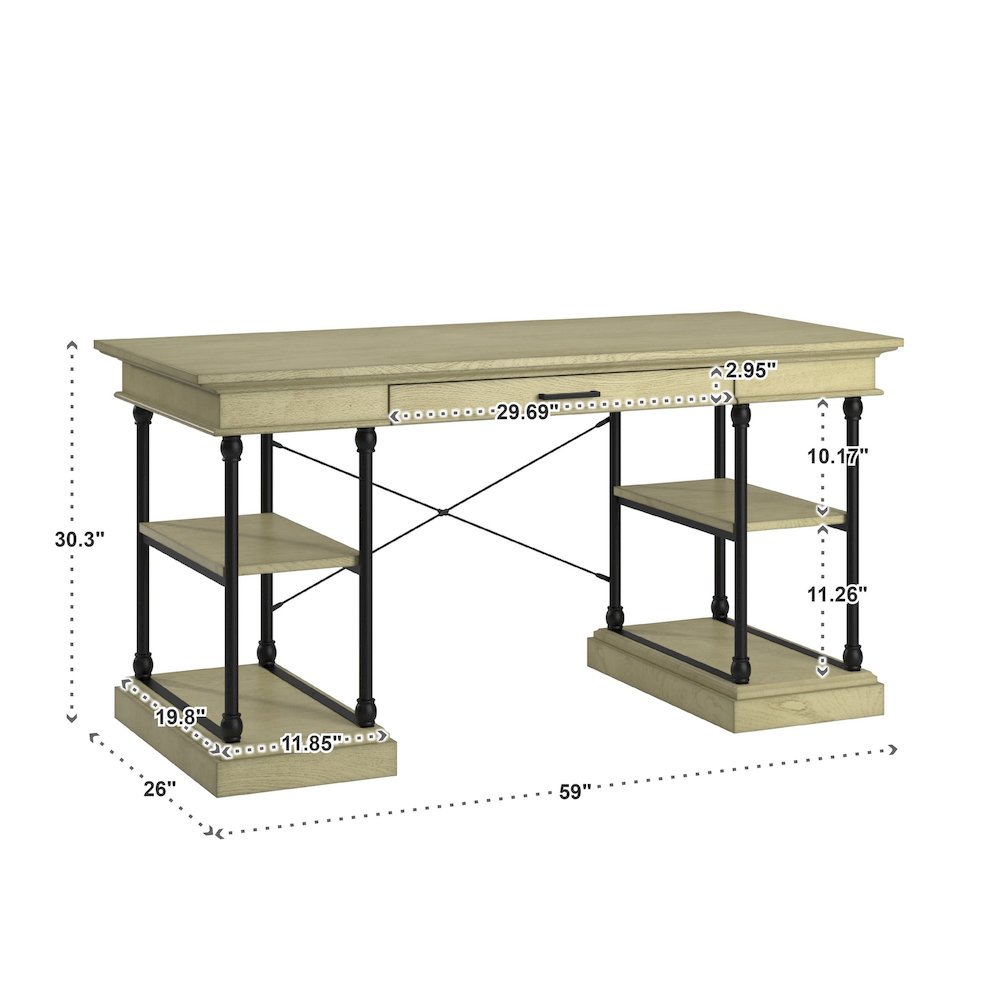 Ivory White Finish Desk. Picture 6