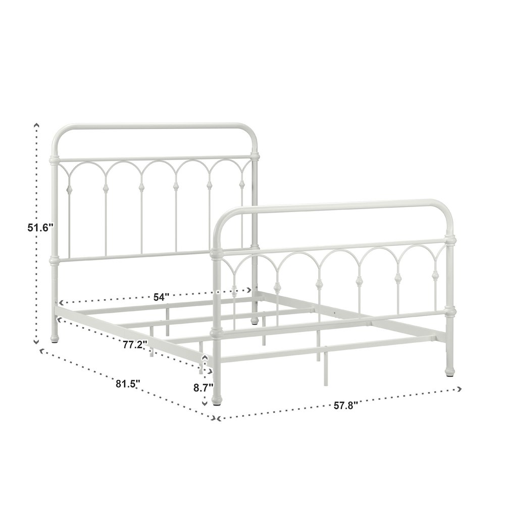 Antique White Finish Powder Coat Metal Full Bed. Picture 6