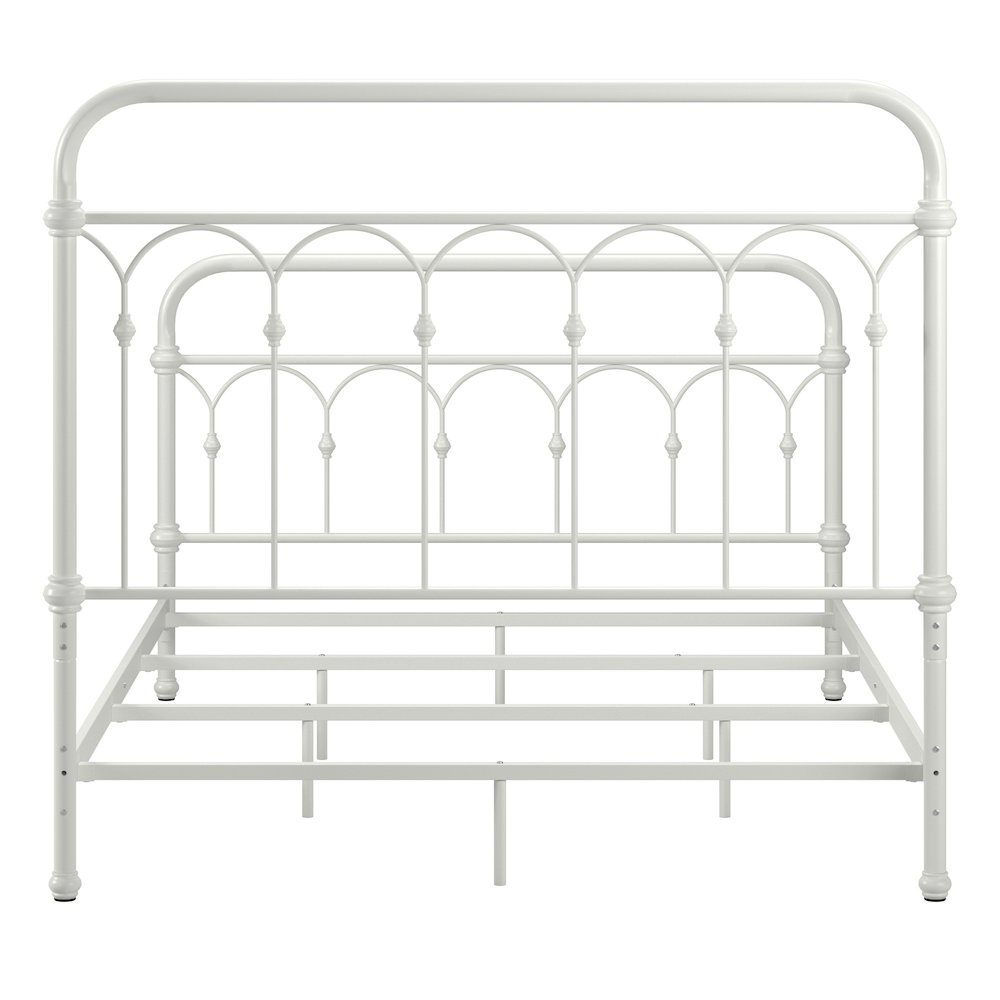 Antique White Finish Powder Coat Metal Full Bed. Picture 7