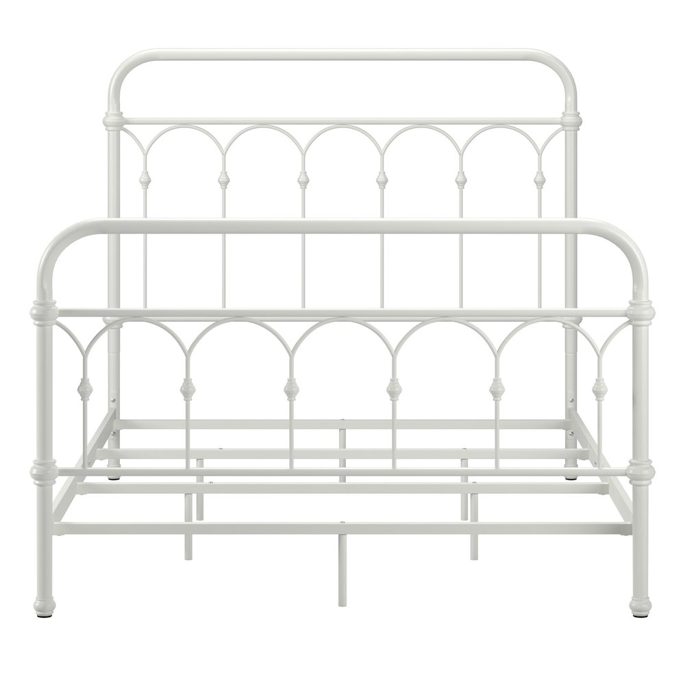 Antique White Finish Powder Coat Metal Full Bed. Picture 1
