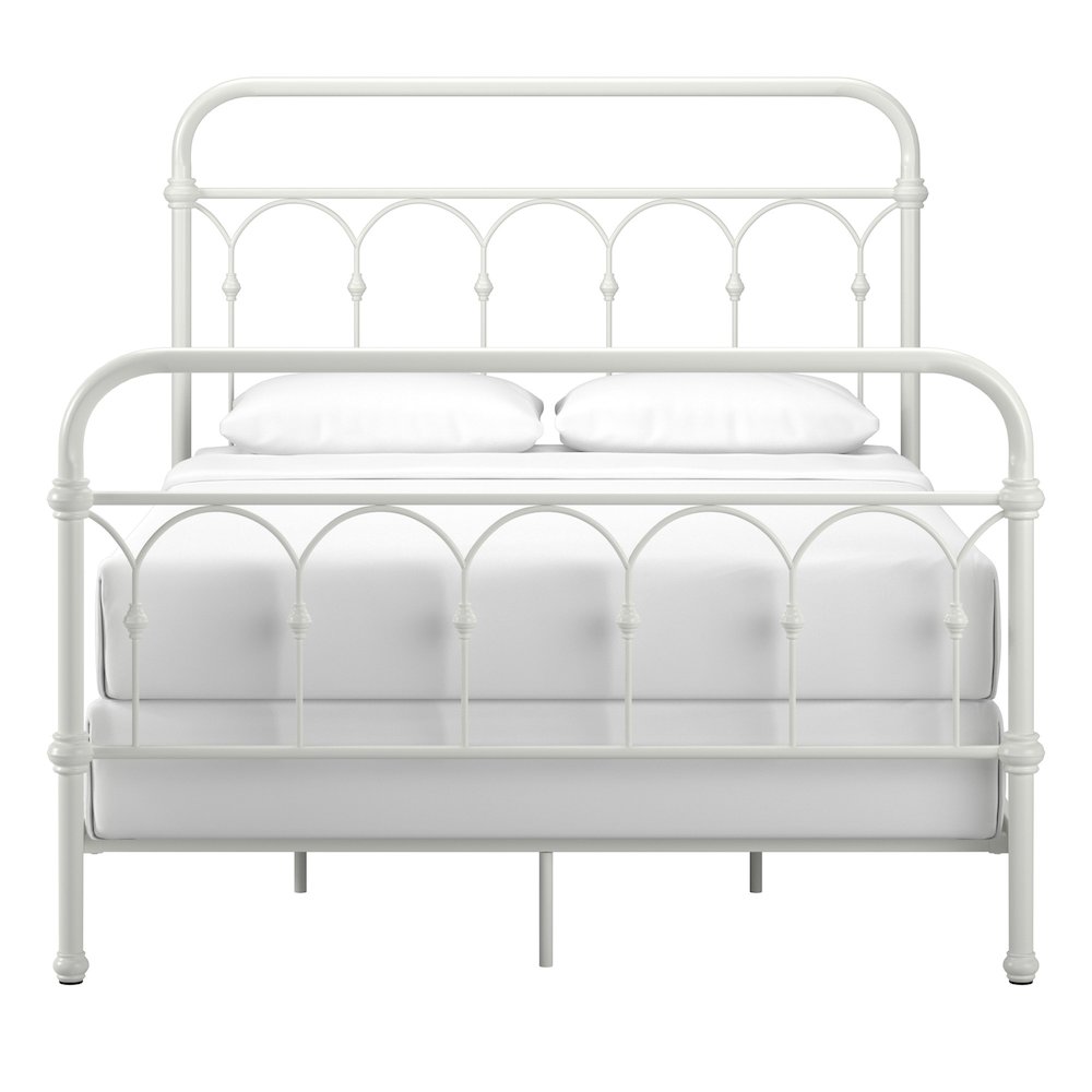 Antique White Finish Powder Coat Metal Full Bed. Picture 2