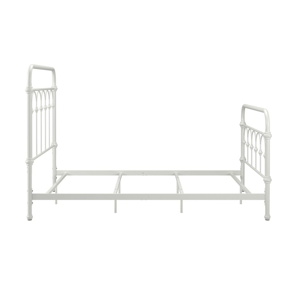 Antique White Finish Powder Coat Metal Full Bed. Picture 8