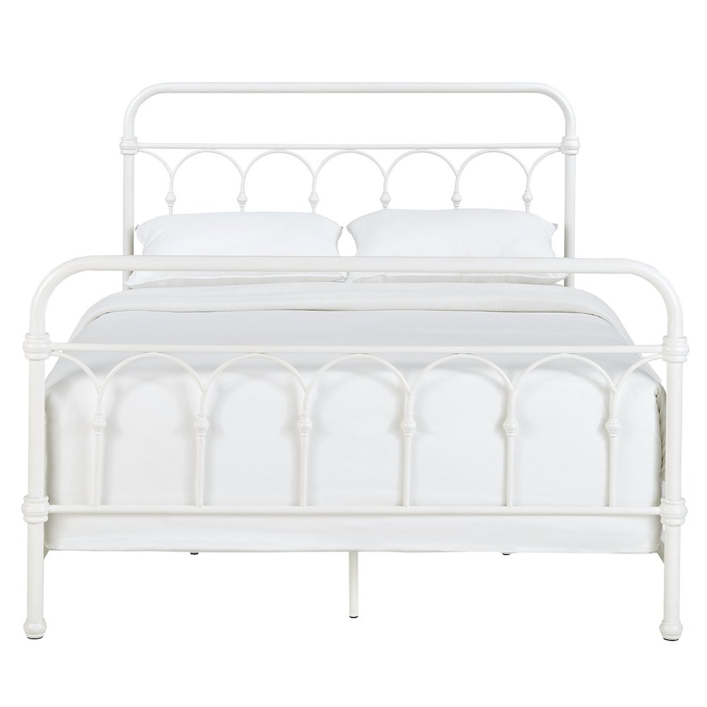 Antique White Finish Powder Coat Metal Queen Bed. Picture 4