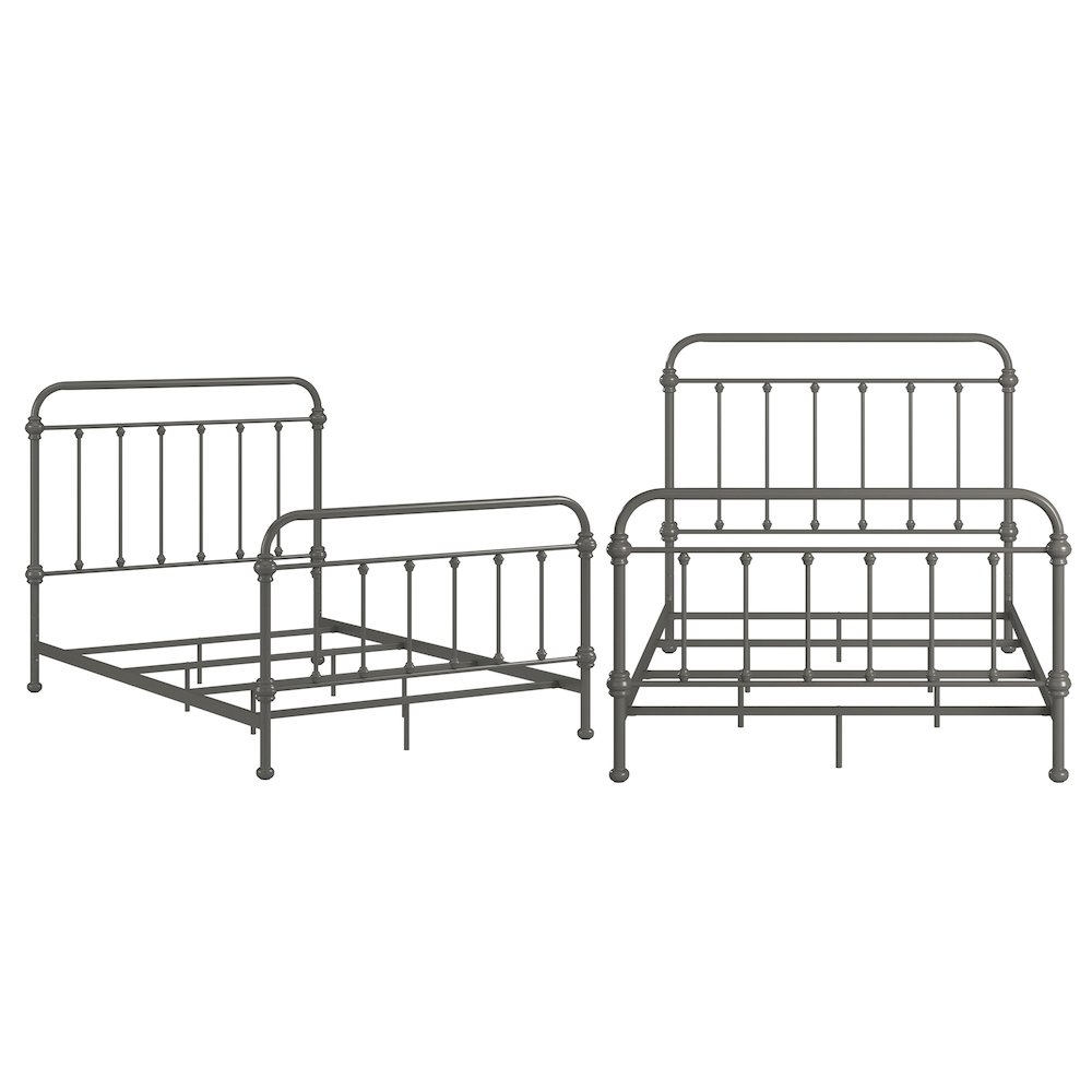 6 Spindles Frost Grey Metal Full Bed. Picture 3