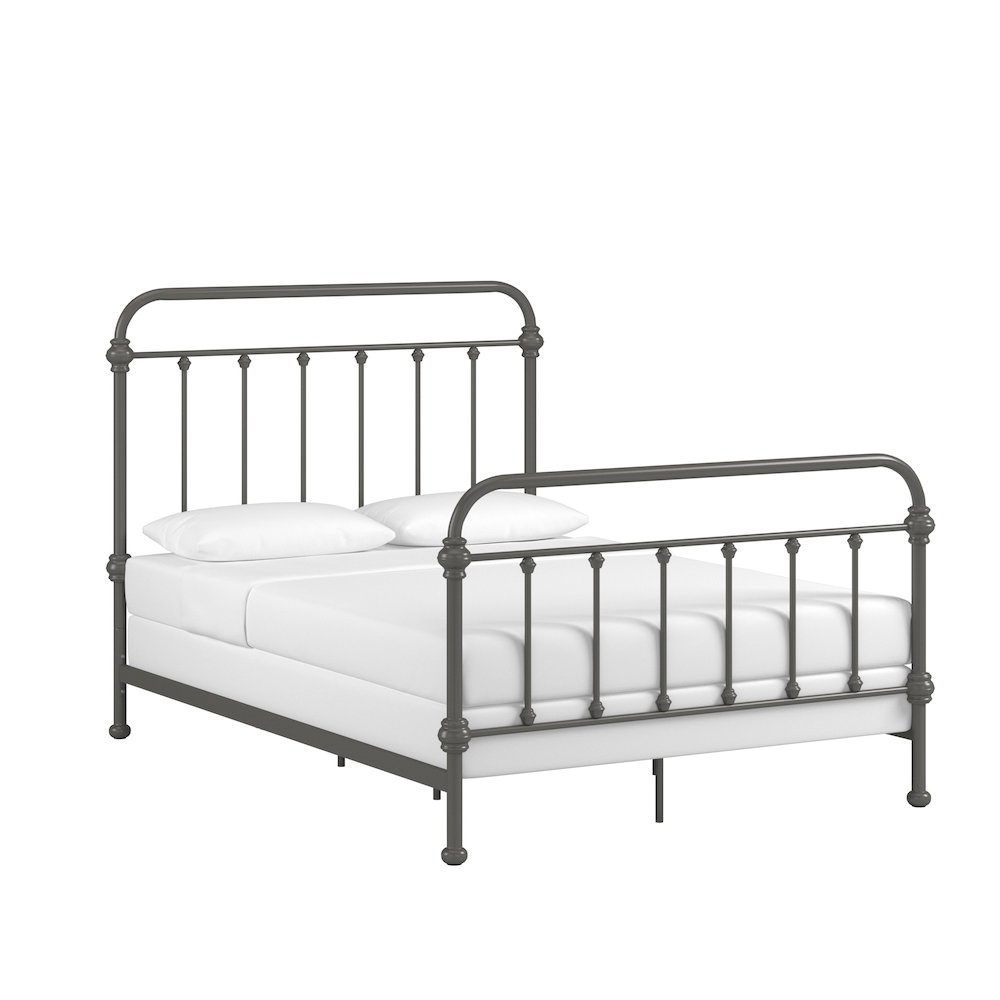 6 Spindles Frost Grey Metal Full Bed. Picture 6