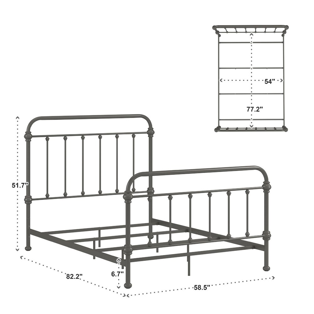 6 Spindles Frost Grey Metal Full Bed. Picture 4