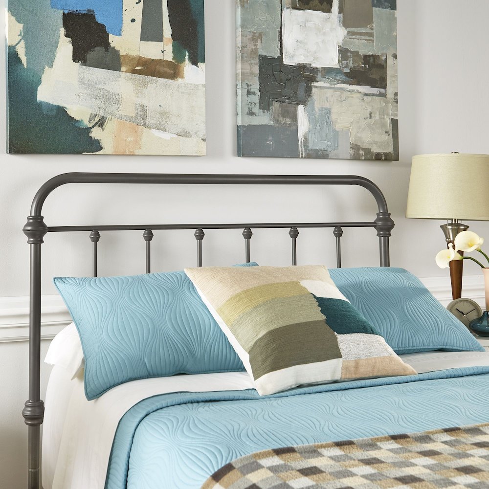 6 Spindles Frost Grey Metal Full Bed. Picture 2