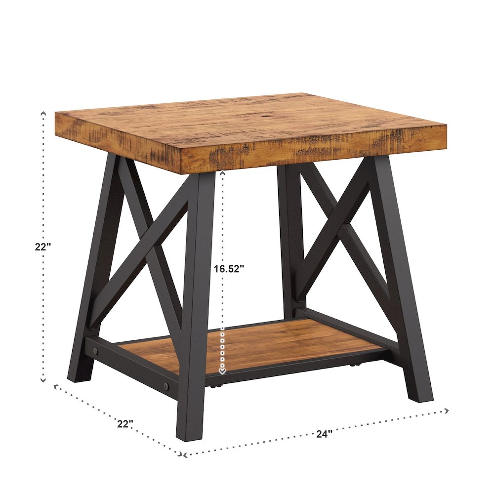 Oak Finish End Table With Shelf. Picture 4