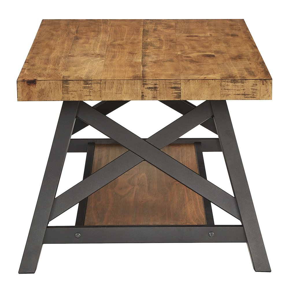 Oak Finish Coffee Table With Shelf. Picture 5