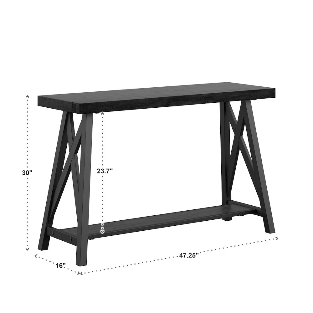 Black Finish Sofa Table With Shelf. Picture 2