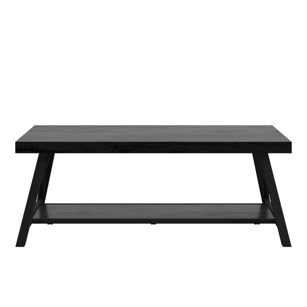 Black Finish Coffee Table With Shelf. Picture 3