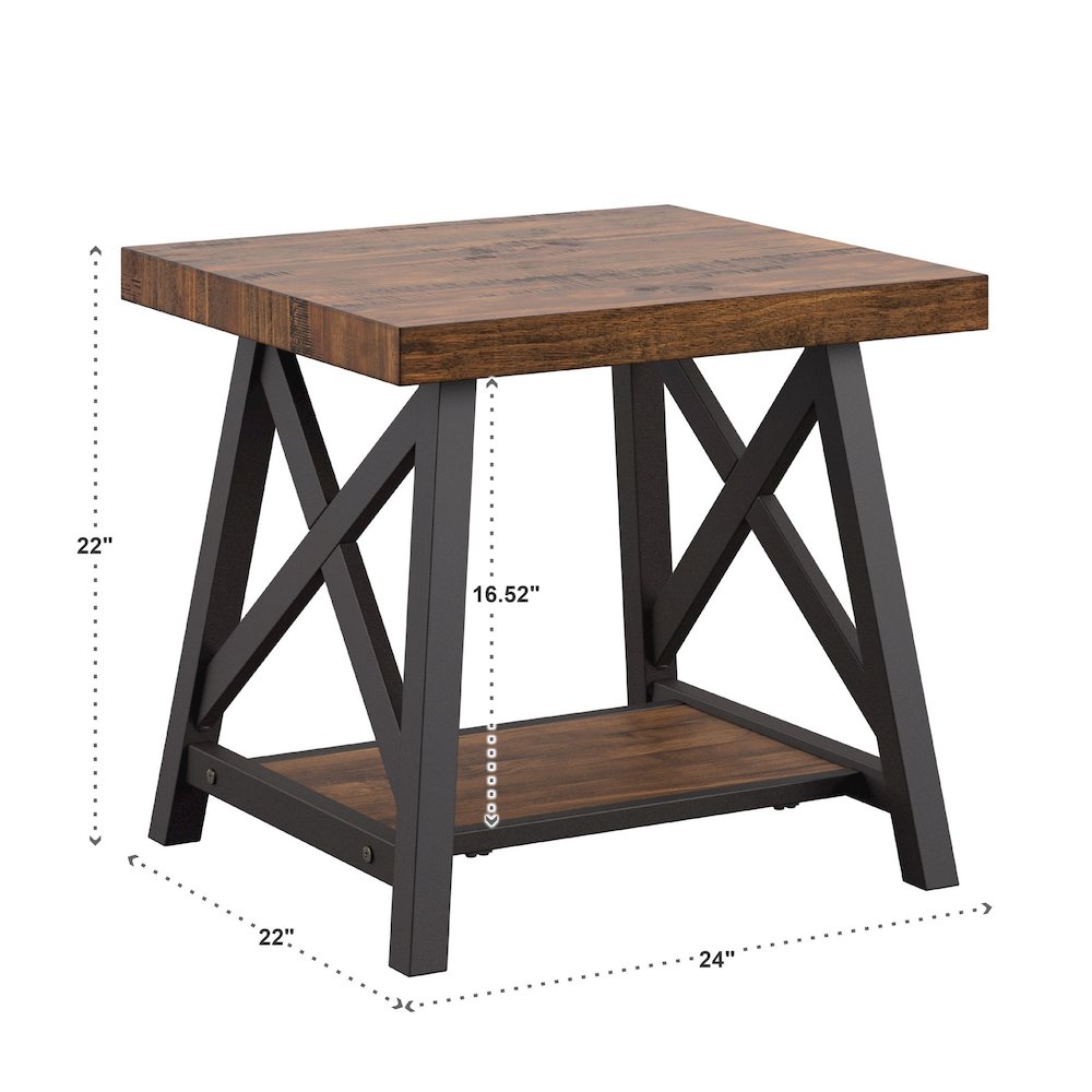 Brown Finish End Table With Shelf. Picture 4