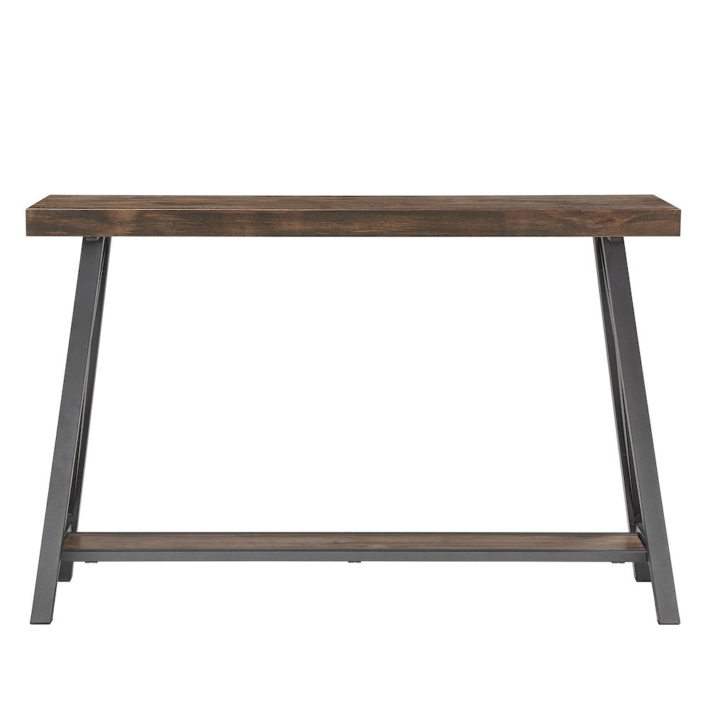Brown Finish Sofa Table With Shelf. Picture 3
