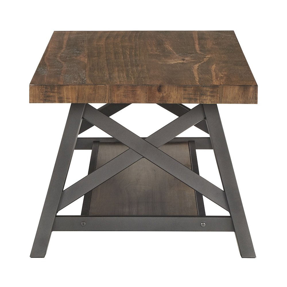 Brown Finish Coffee Table With Shelf. Picture 5