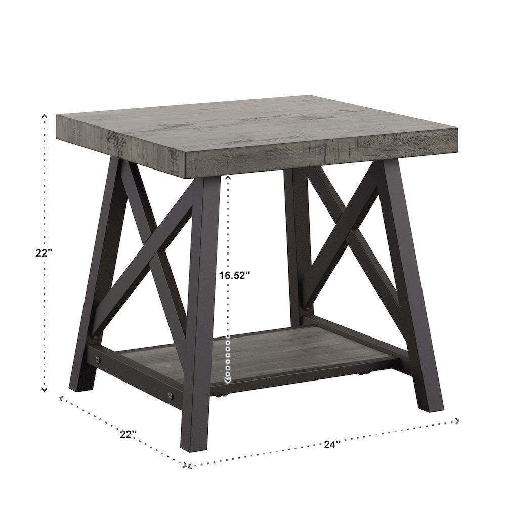 Grey Finish End Table With Shelf. Picture 3