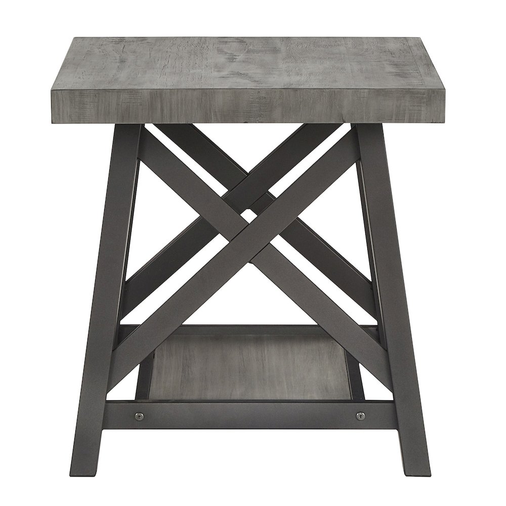 Grey Finish End Table With Shelf. Picture 4