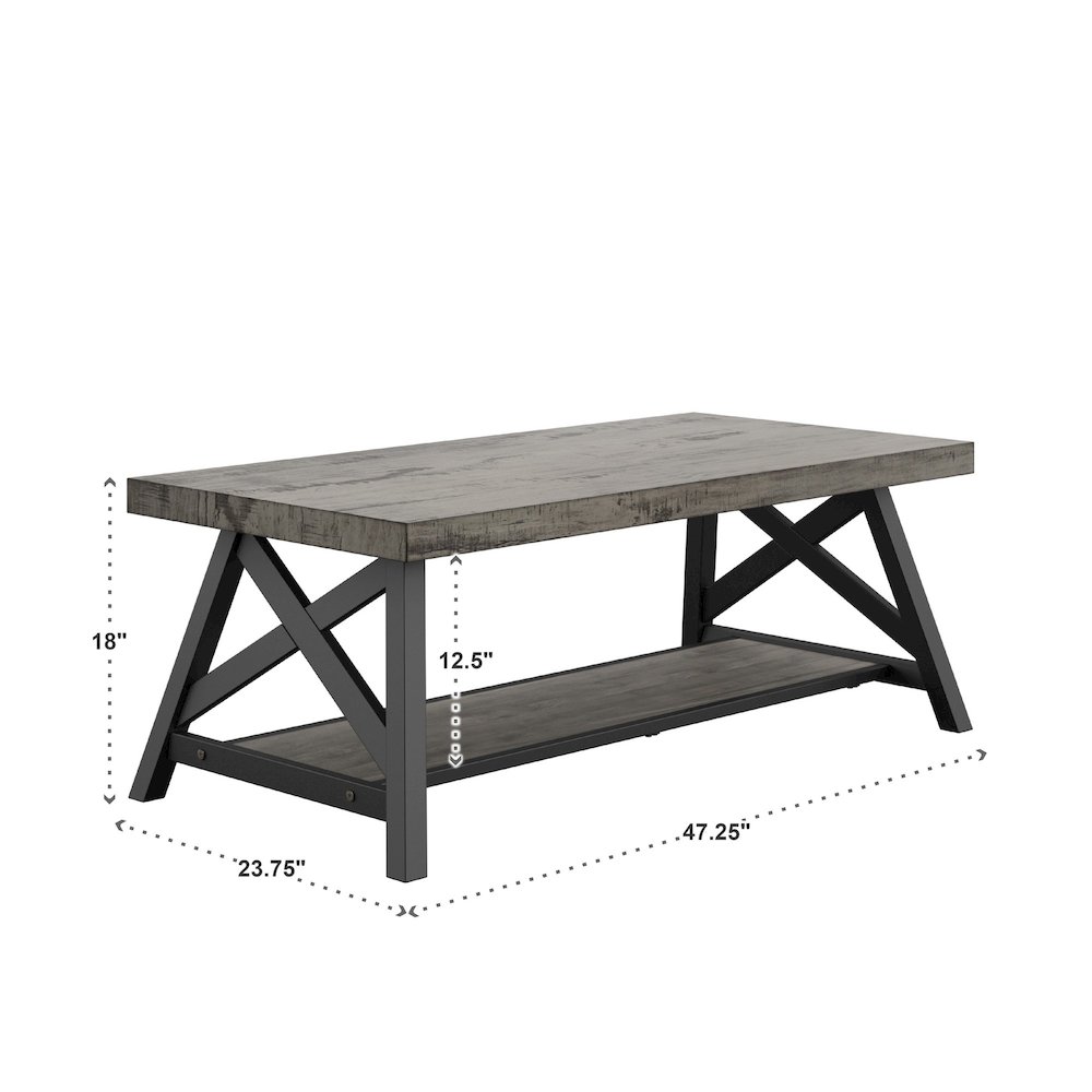 Grey Finish Coffee Table With Shelf. Picture 4
