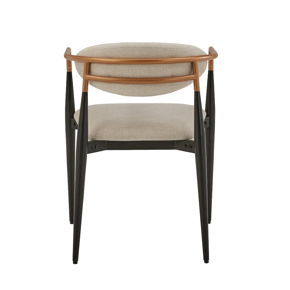Set of 2, Two-Tone Amber Dust & Black Metal Light Beige Dining Chair. Picture 5