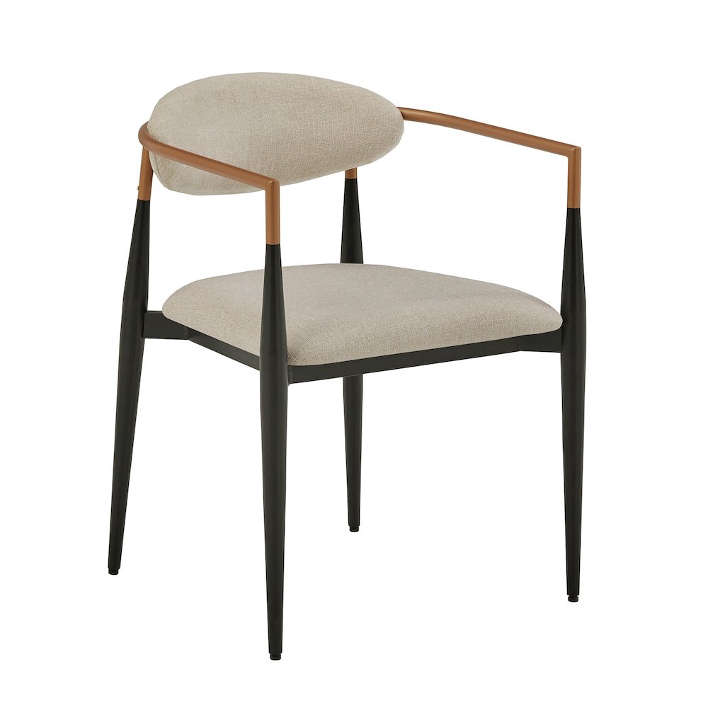 Set of 2, Two-Tone Amber Dust & Black Metal Light Beige Dining Chair. Picture 4