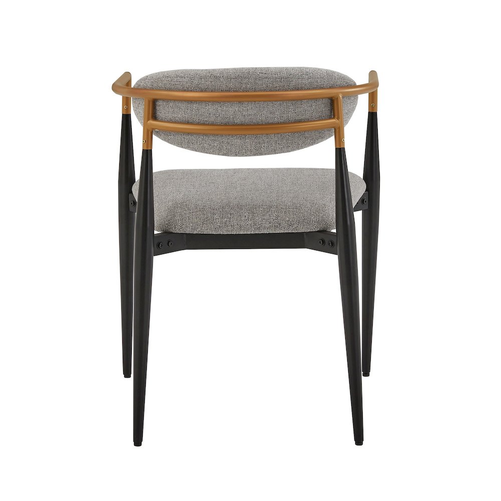 Set of 2, Two-Tone Amber Dust & Black Metal Light Grey Dining Chair. Picture 5
