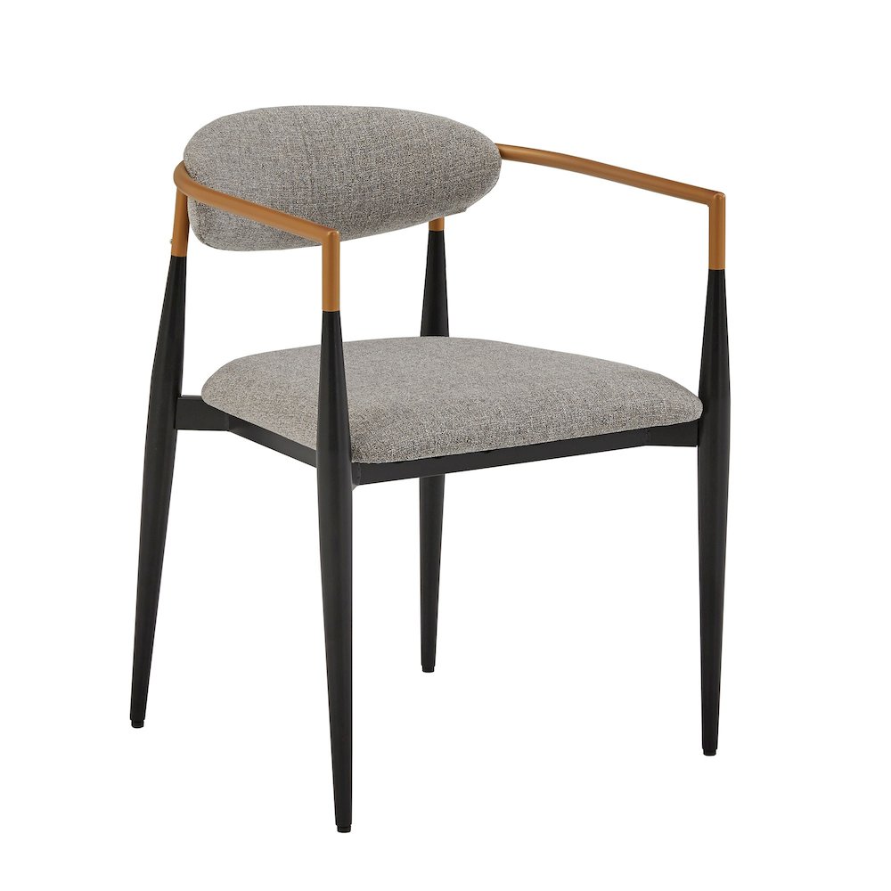 Set of 2, Two-Tone Amber Dust & Black Metal Light Grey Dining Chair. Picture 4