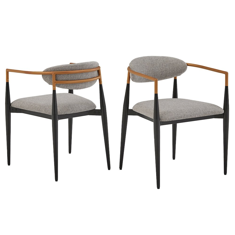 Set of 2, Two-Tone Amber Dust & Black Metal Light Grey Dining Chair. Picture 6