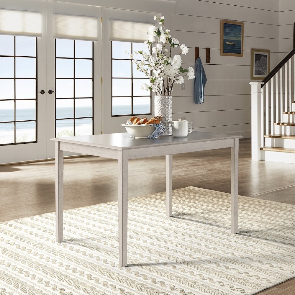Antique White Finish 48" Dining Table. Picture 1