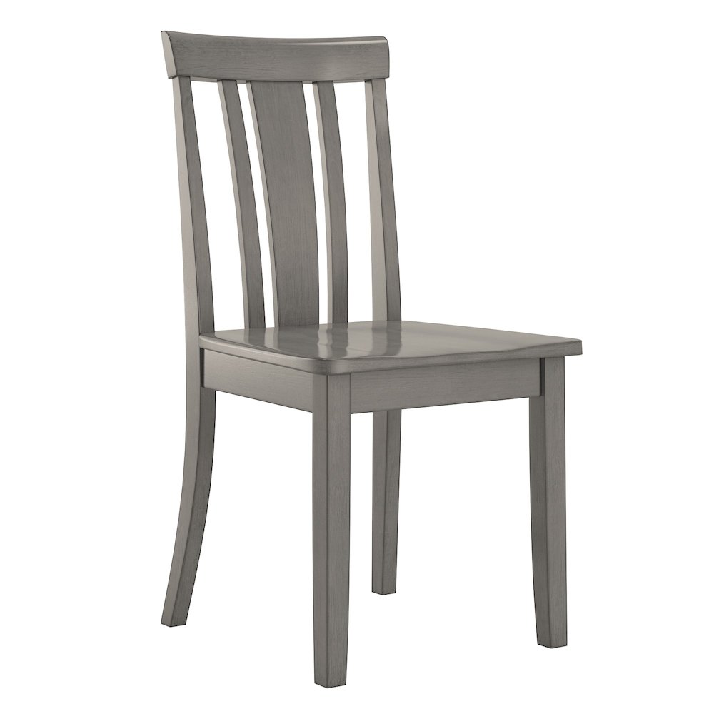 Set of 2, Antique Grey Finish Slat Back Side Chair. Picture 4