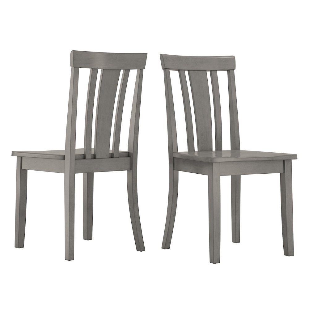 Set of 2, Antique Grey Finish Slat Back Side Chair. Picture 5