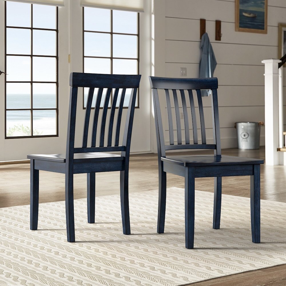 Set of 2, Antique Denim Finish Mission Back Side Chair. Picture 1