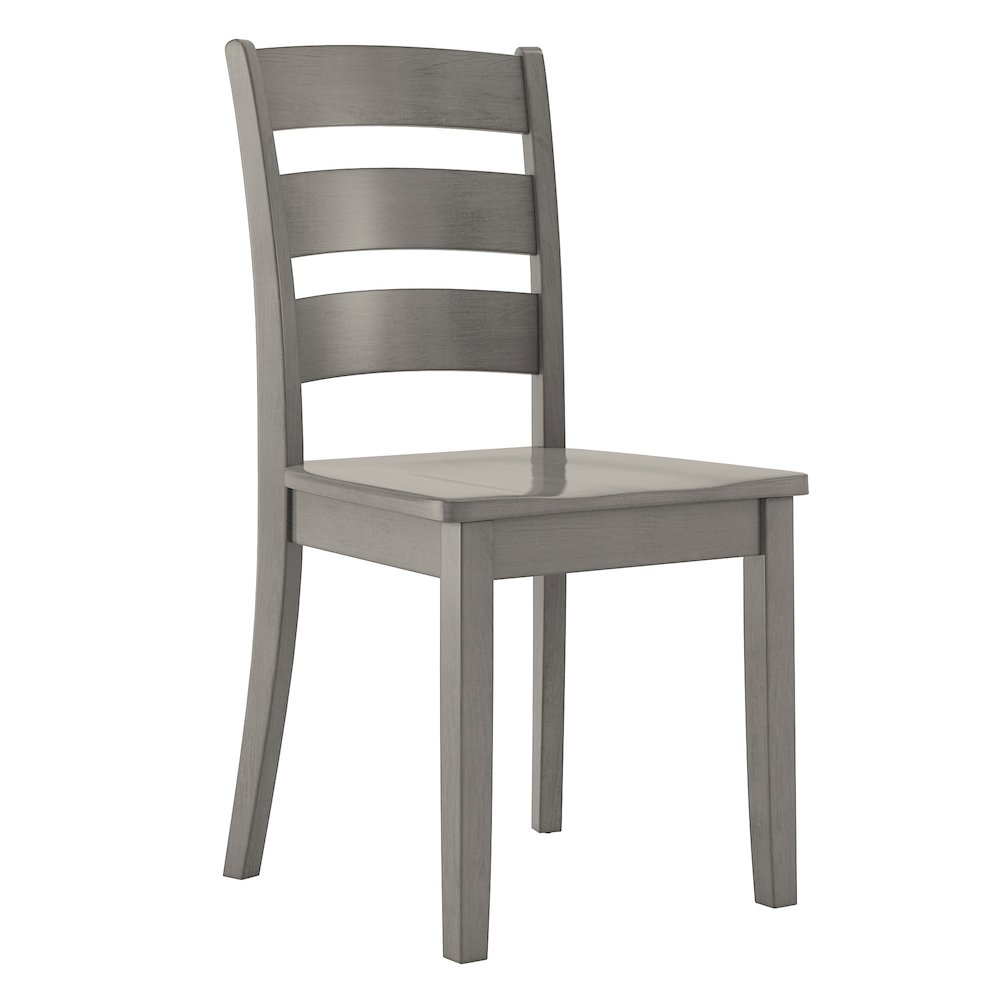 Set of 2, Antique Grey Finish Ladder Back Side Chair. Picture 4